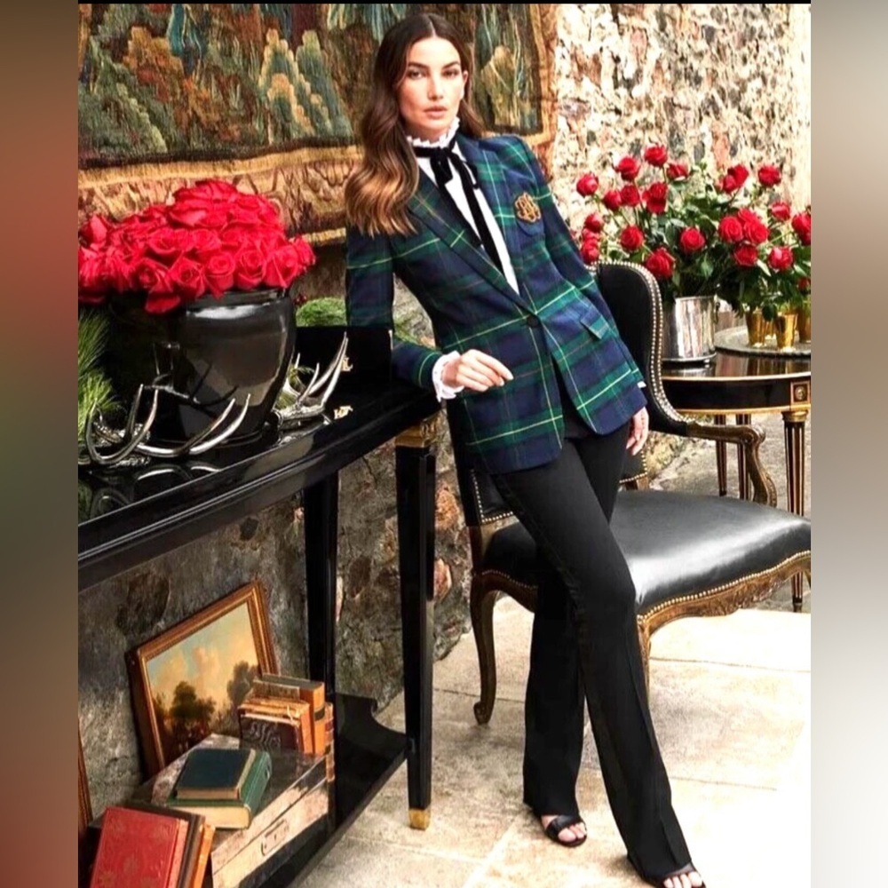 Lauren Ralph Lauren plaid bullion blazer jacket tartan size 10 new with tags - Picture 2 of 6